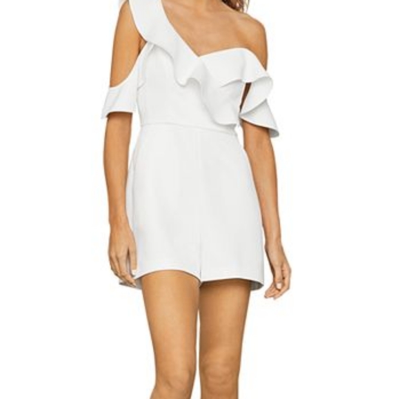 BCBGMAXAZRIA Women's Max Azria Ruffled Sleeveless V Neck Mini Dress White Size 4 main image 0